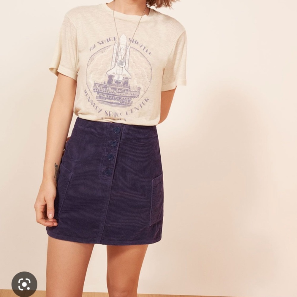 Reformation Wally skirt - navy corduroy mini skirt